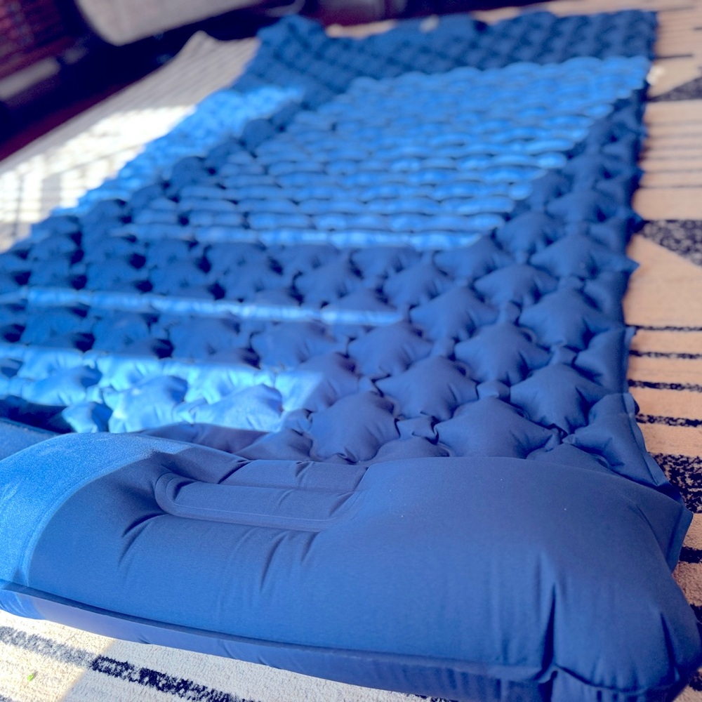 Set of 3. 3 foot-pump camping air mattresses. No electricity required.
